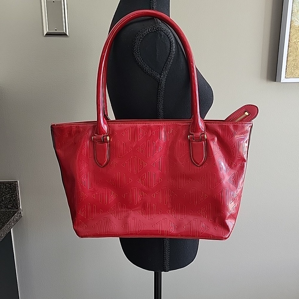 VINTAGE Ralph‎ Lauren Red Initial Logo Pattern Purse